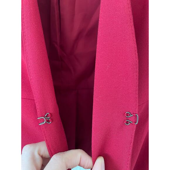 Banana Republic Red Blazer Holidays Zip Sleeves SZ 4 Corporate Goth Office Work - Picture 4 of 8